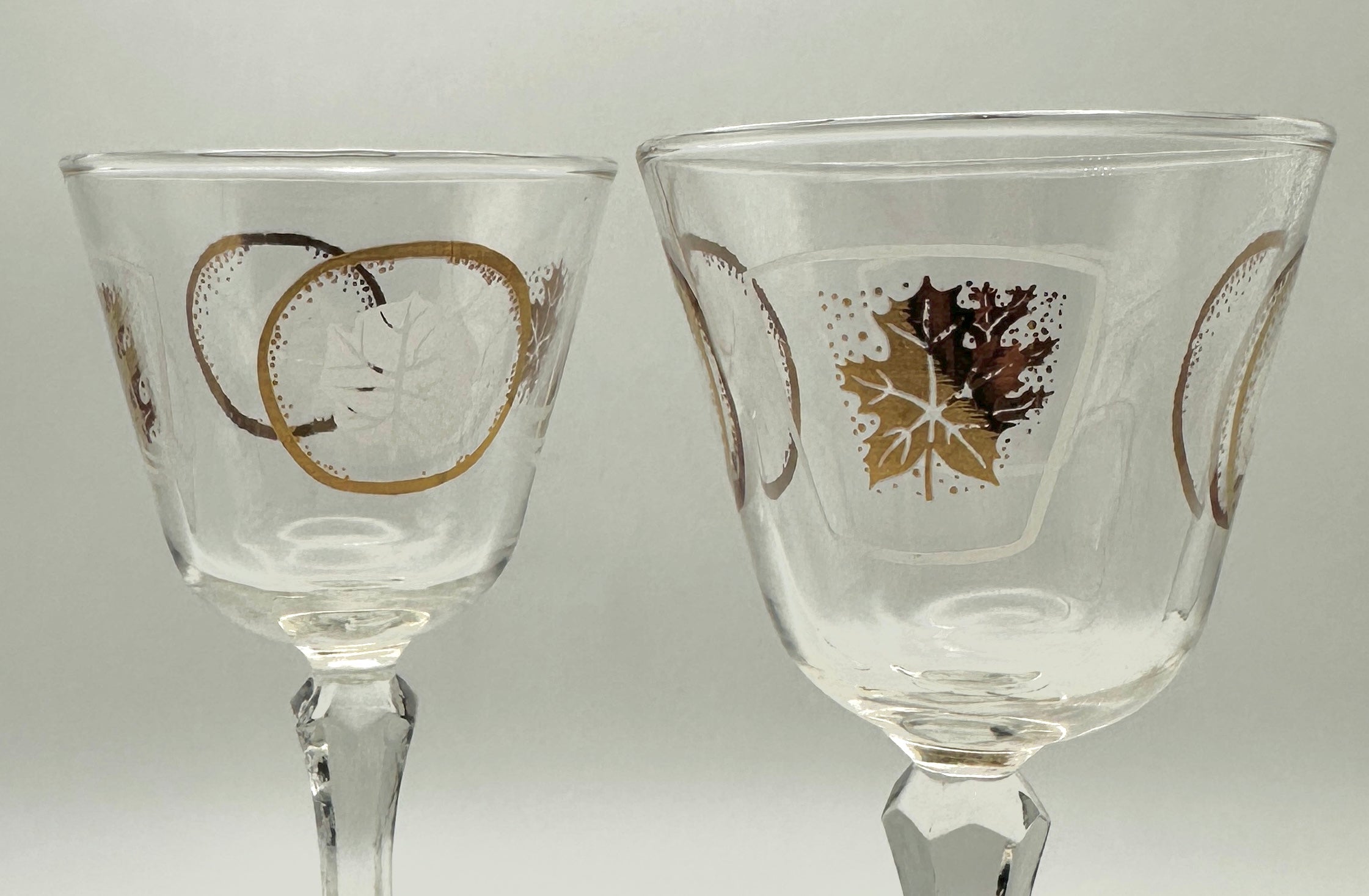 Vintage MCM Cordial Glasses - Golden Foliage