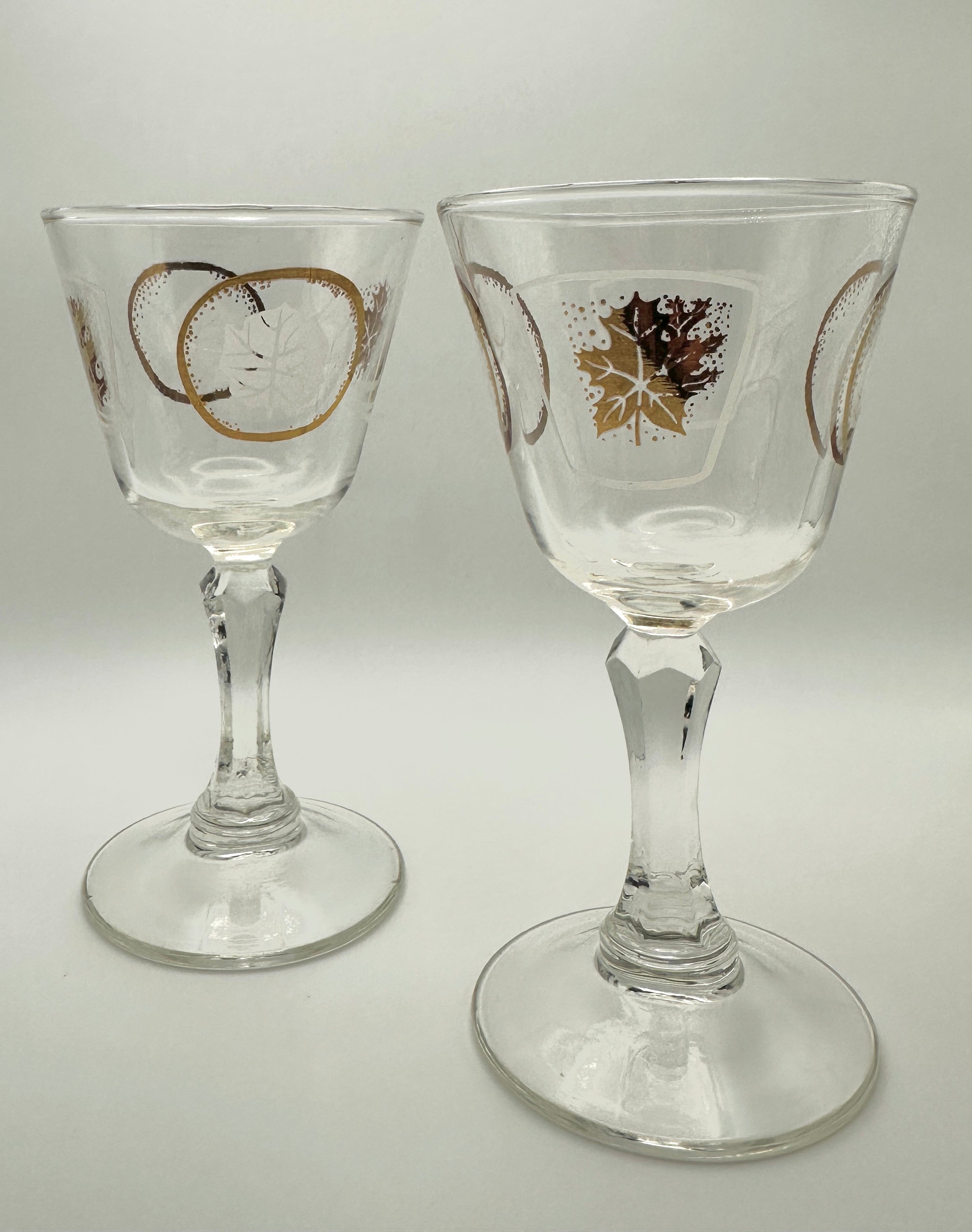 Vintage MCM Cordial Glasses - Golden Foliage