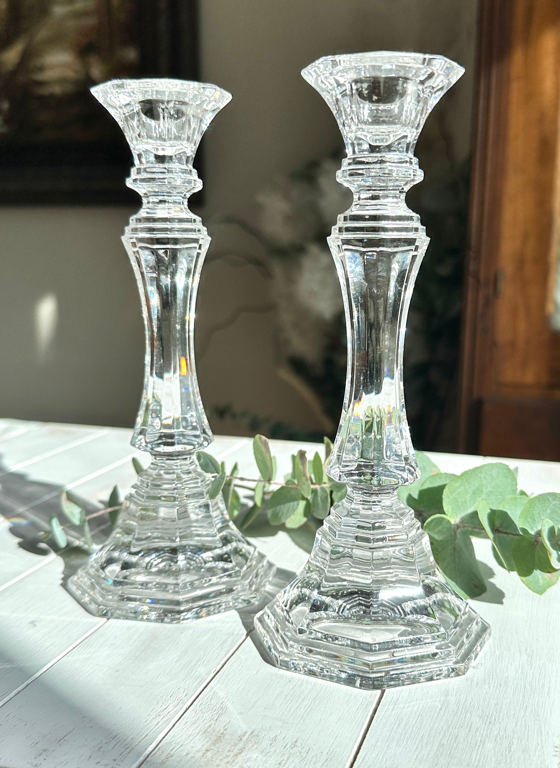 Vintage Wedgwood Crystal Candlestick Holders - Plymouth Collection