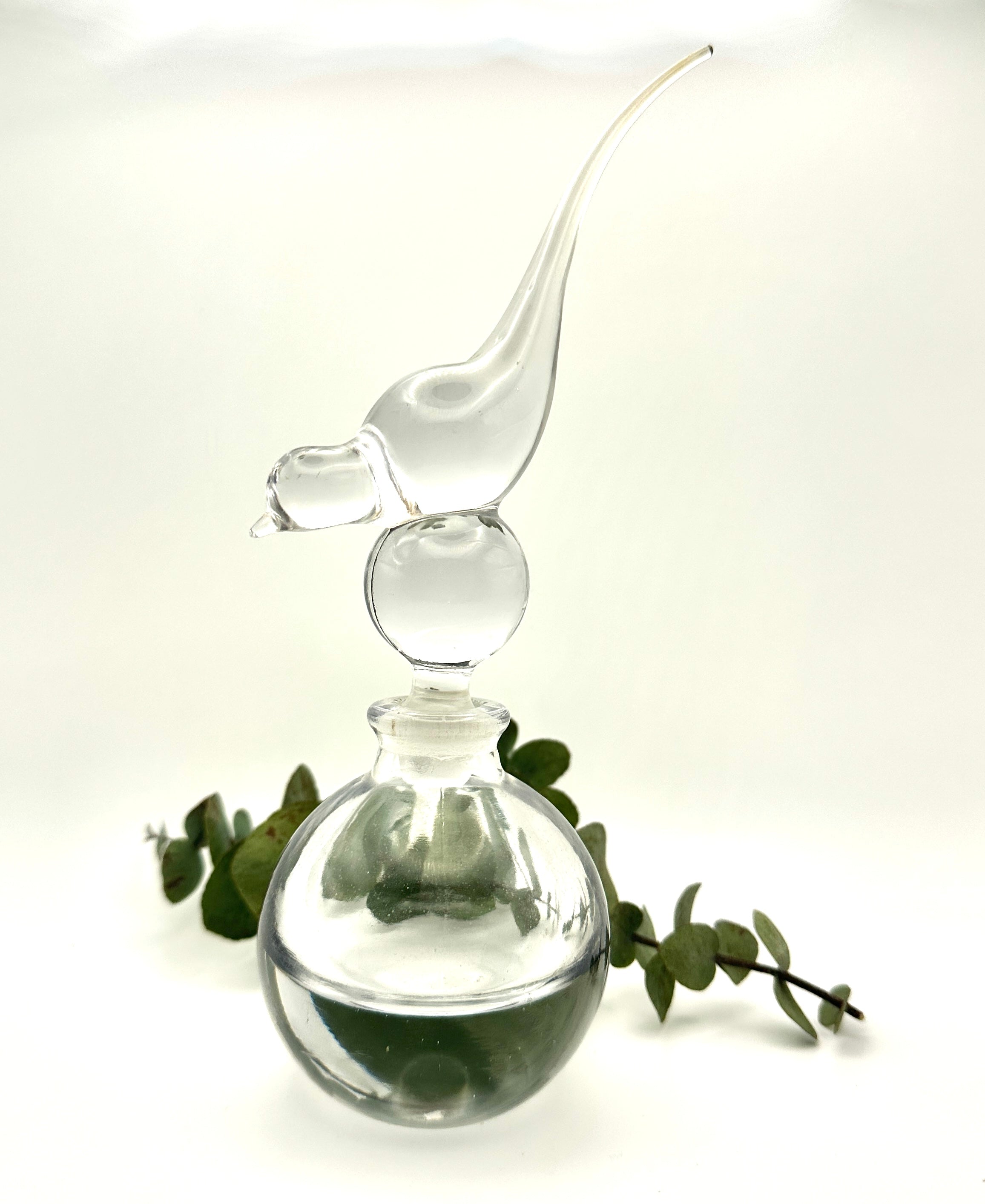 Vintage I. Rice LongTail Bird Glass Perfume Bottle