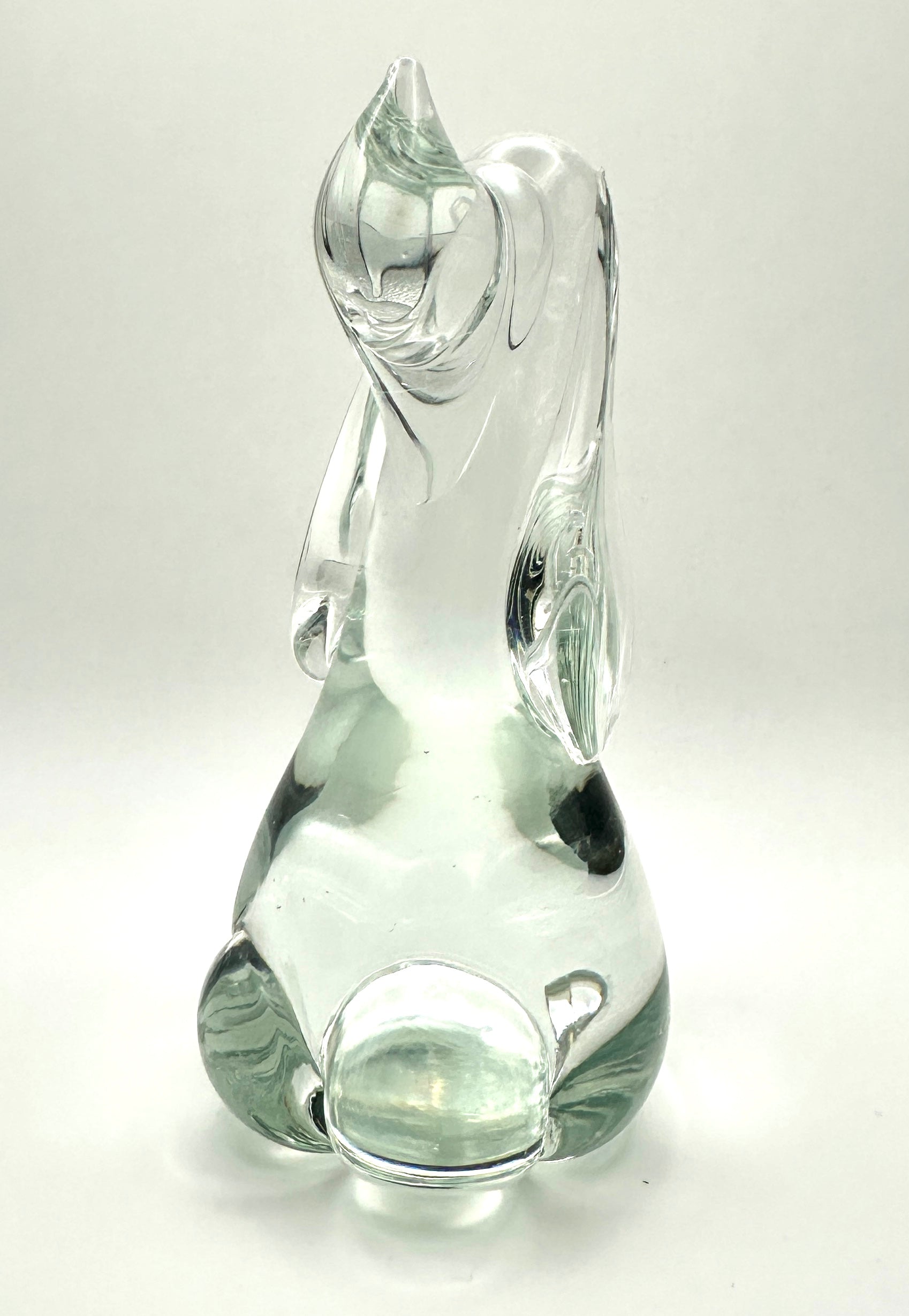Vintage Murano Style Hand Blown Clear Glass Dog Sculpture - Mid Century Modern