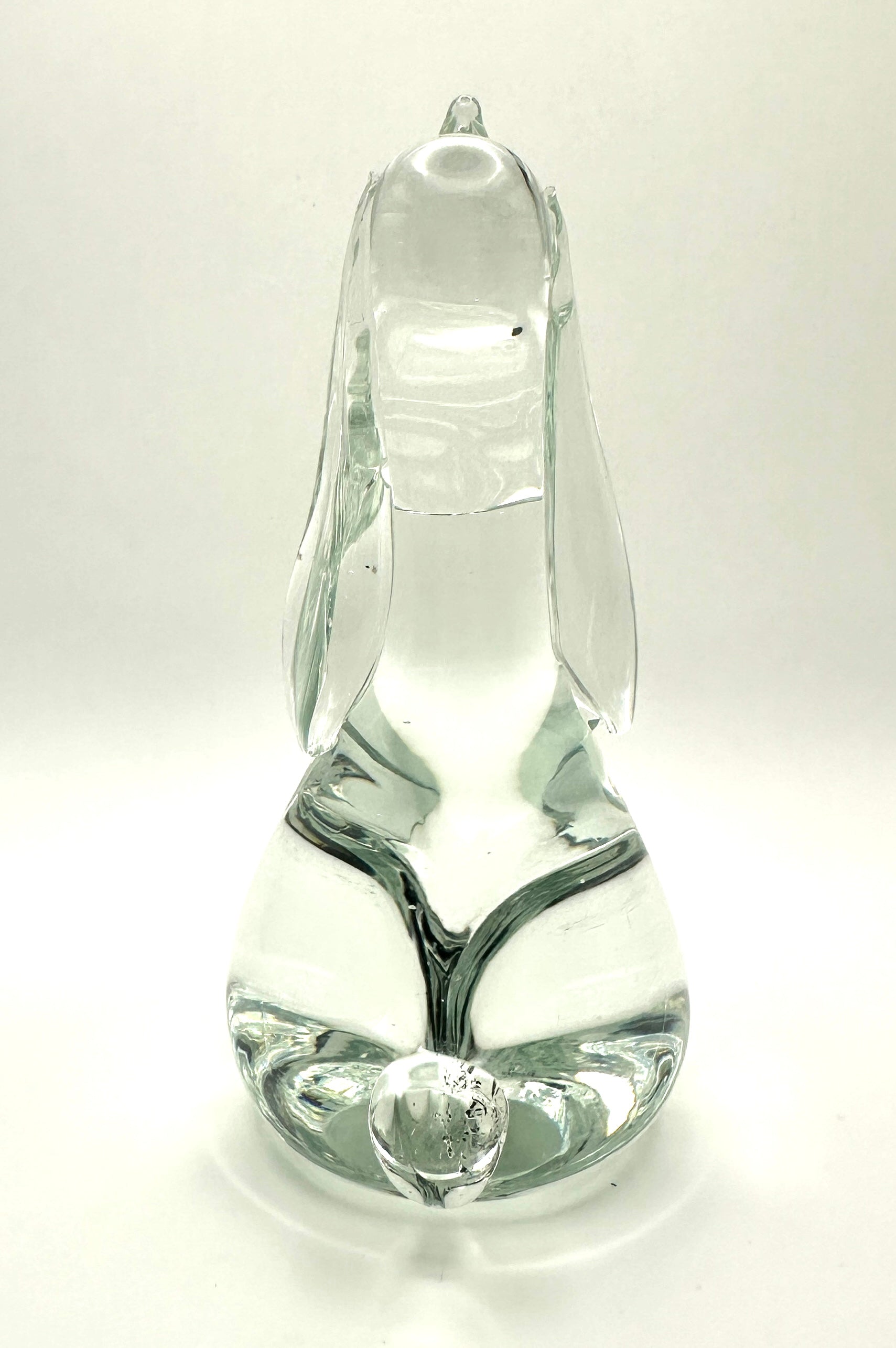 Vintage Murano Style Hand Blown Clear Glass Dog Sculpture - Mid Century Modern